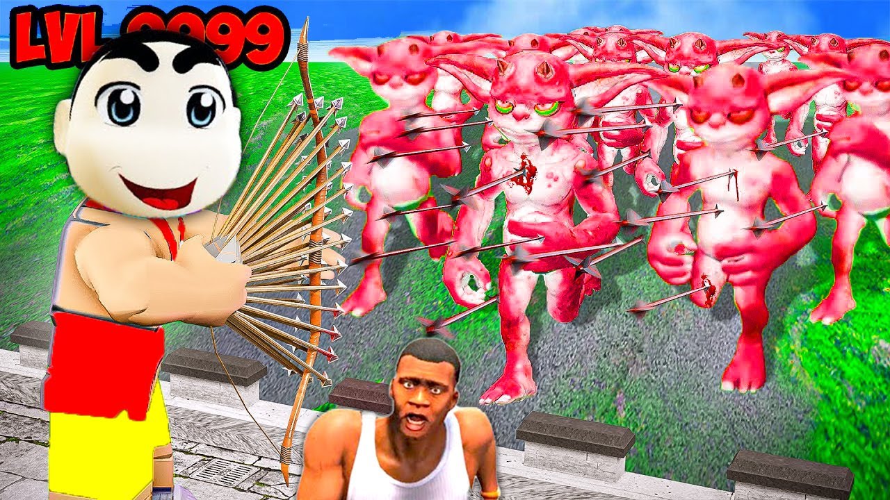 SHINCHAN and CHOP TEAM Fights AGAINST BIGGEST ENEMY WAVE in VILLAGE DEFENSE TYCOON in ROBLOX