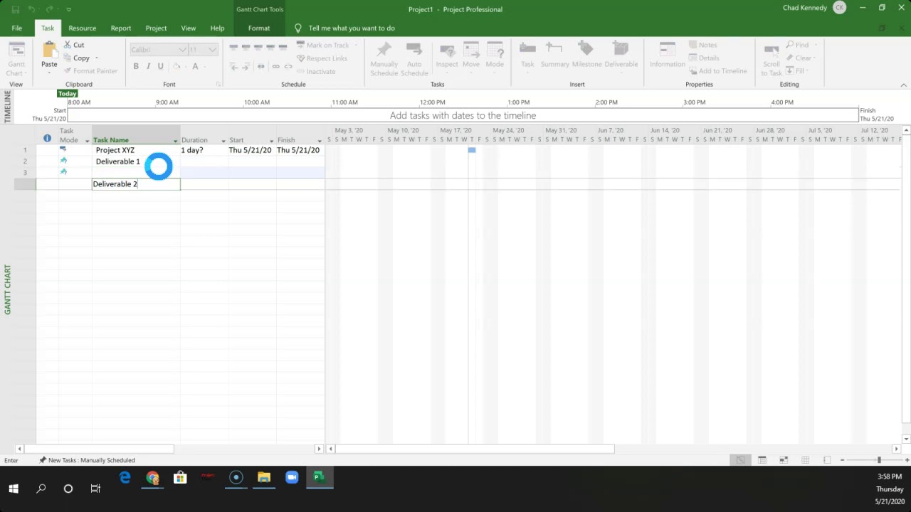MS Project Tutorial I: Setting up 1st WBS