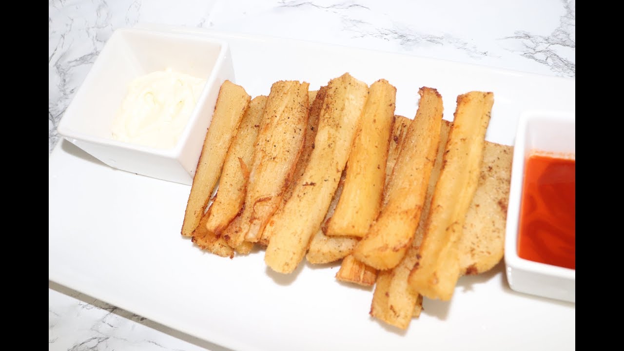 COMMENT FAIRE DES FRITES de MANIOC/ HOW TO MAKE YUCA FRIES/ HOW TO MAKE CASSAVA FRIES