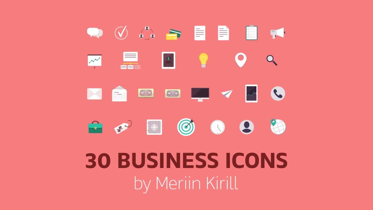 30 Business Icons After Effects Templates