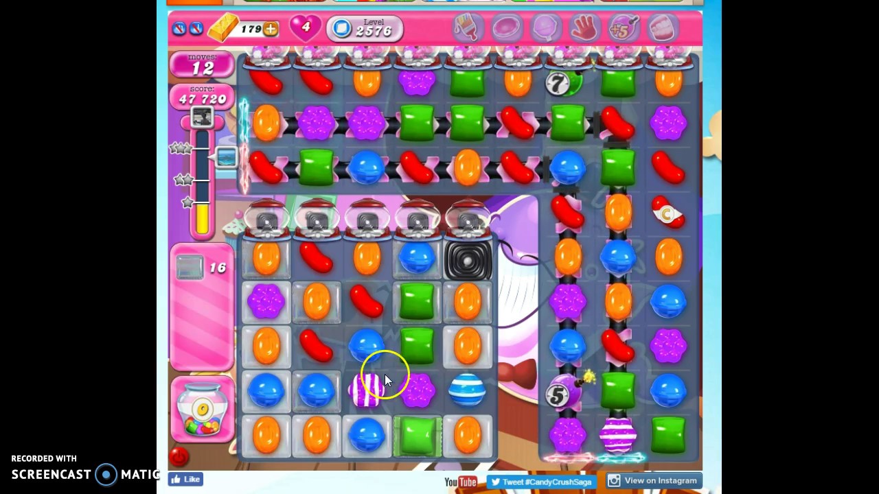 Candy Crush Level 2576 help w/audio tips, hints, tricks