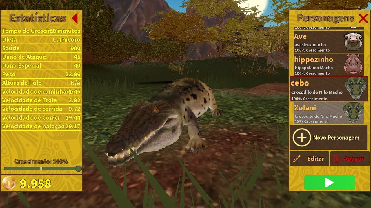 Jogando de Crocodilo no Savannah Life no Roblox🐊🐘🦏