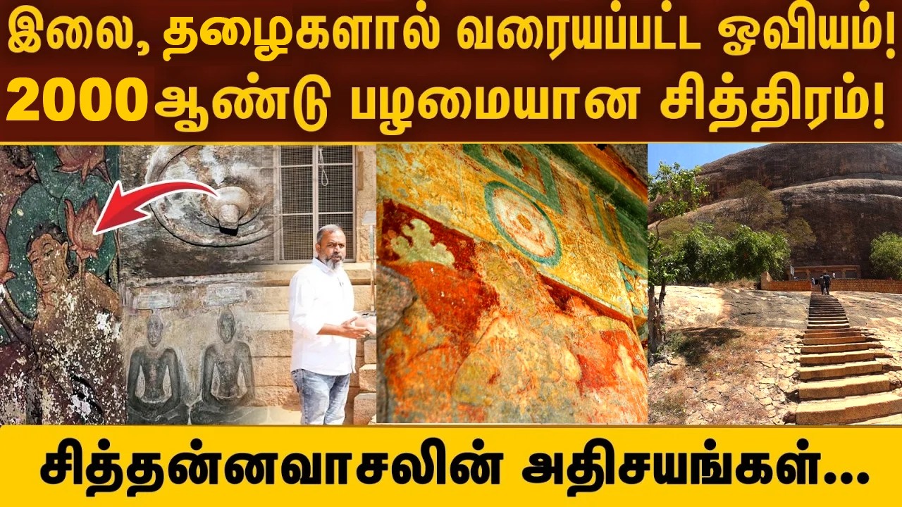 இலை, தழைகளால் வரையப்பட்ட ஓவியம்..! 2000 ஆண்டு பழமையான சித்திரம்..! சித்தன்னவாசலில் அதிசயங்கள்