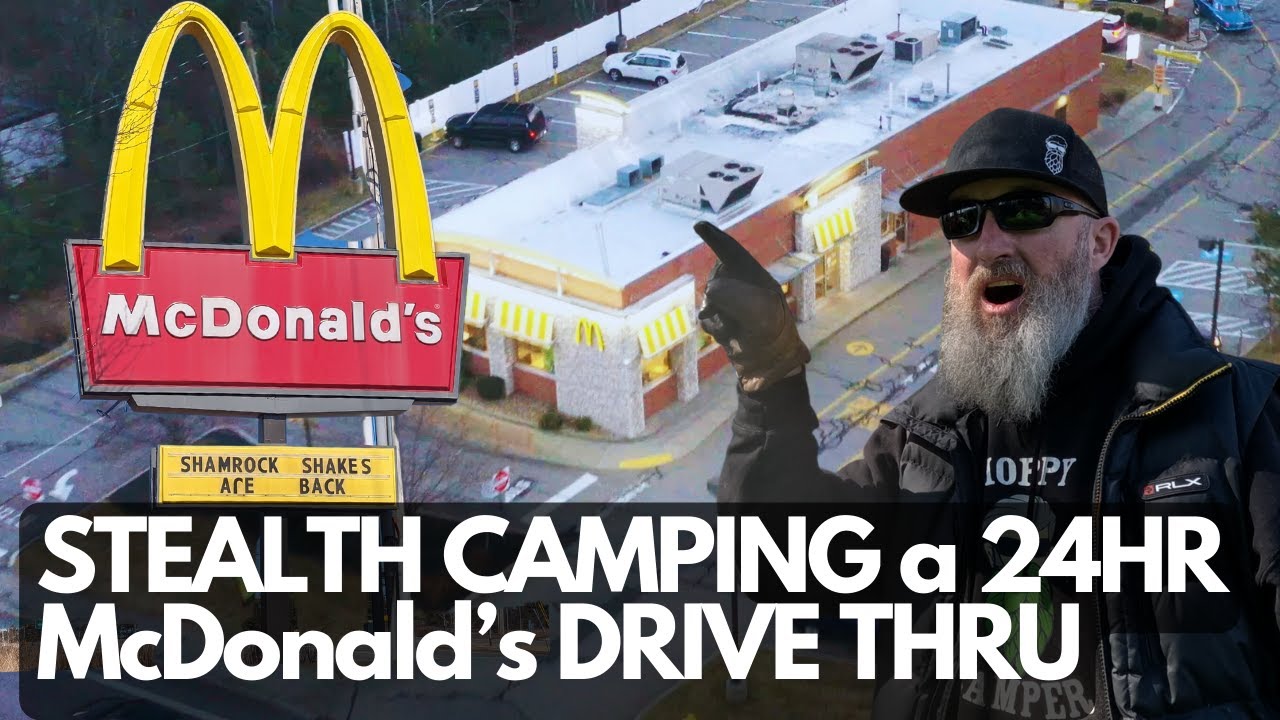 СКРЫТНЫЙ КЕМПИНГ в автокафе McDonald's! Круглосуточно кипит жизнь, куча народу! Проба нового снар...