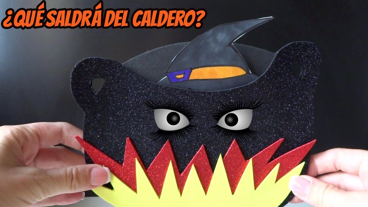 COMO hacer un CALDERO de BRUJA  para HALLOWEEN goma eva. Cuenta Arcoiris