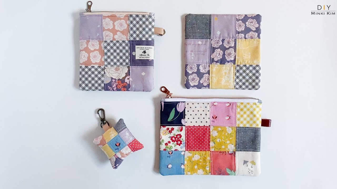 Nine Patch Christmas Gift Ideas | Zipper Pouch | Key holder | Coaster | Patchwork Pouch 패치워크파우치 만들기