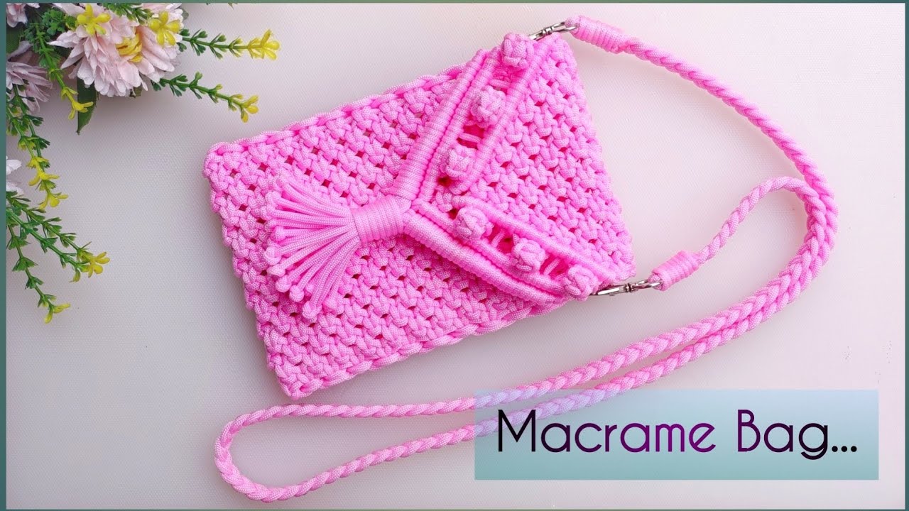 Macrame mini phone bag tutorial | Bolsa de macrame | how to make macrame mobile bag | macrame purse