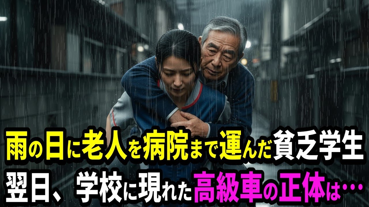 雨の日に倒れた老人を背負って病院まで運んだ貧乏な看護学生。翌日、学校に現れた黒塗りの高級車の正体は…