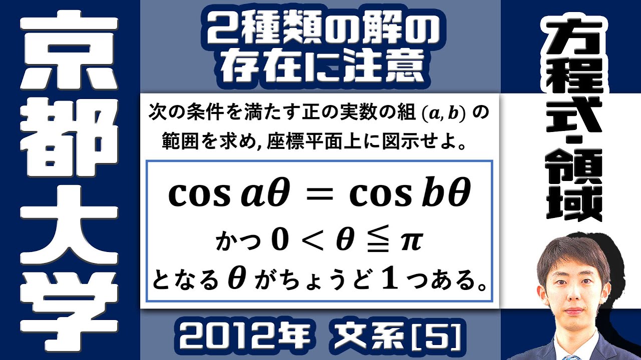 【京大2012】解の個数はちょうど 1 個！ちょっと面倒な領域問題【方程式・領域】