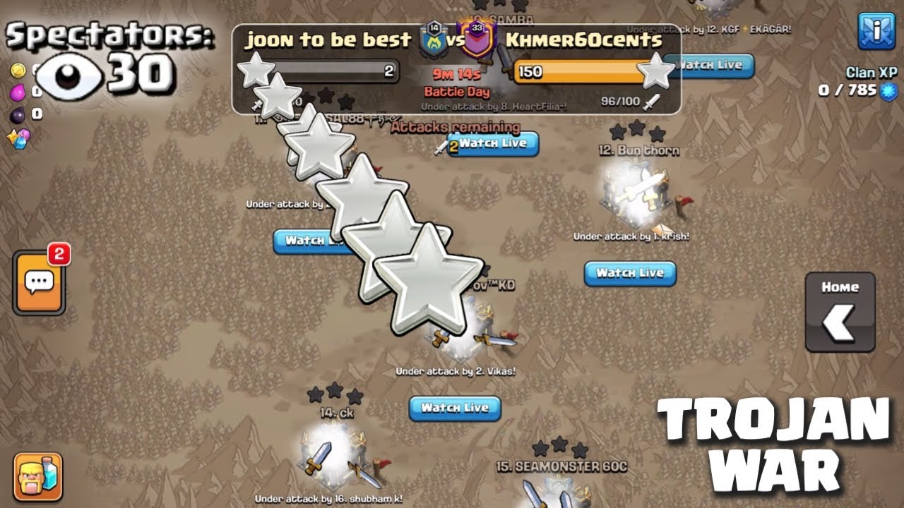 Last Minute War Attacks - Trojan War | NEW WORLD RECORD 50 vs 50 TH17 - Clash of Clans 2025