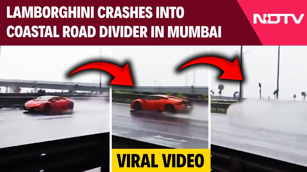 Mumbai News | Speeding Lamborghini Crashes Into Coastal Road Divider In Mumbai