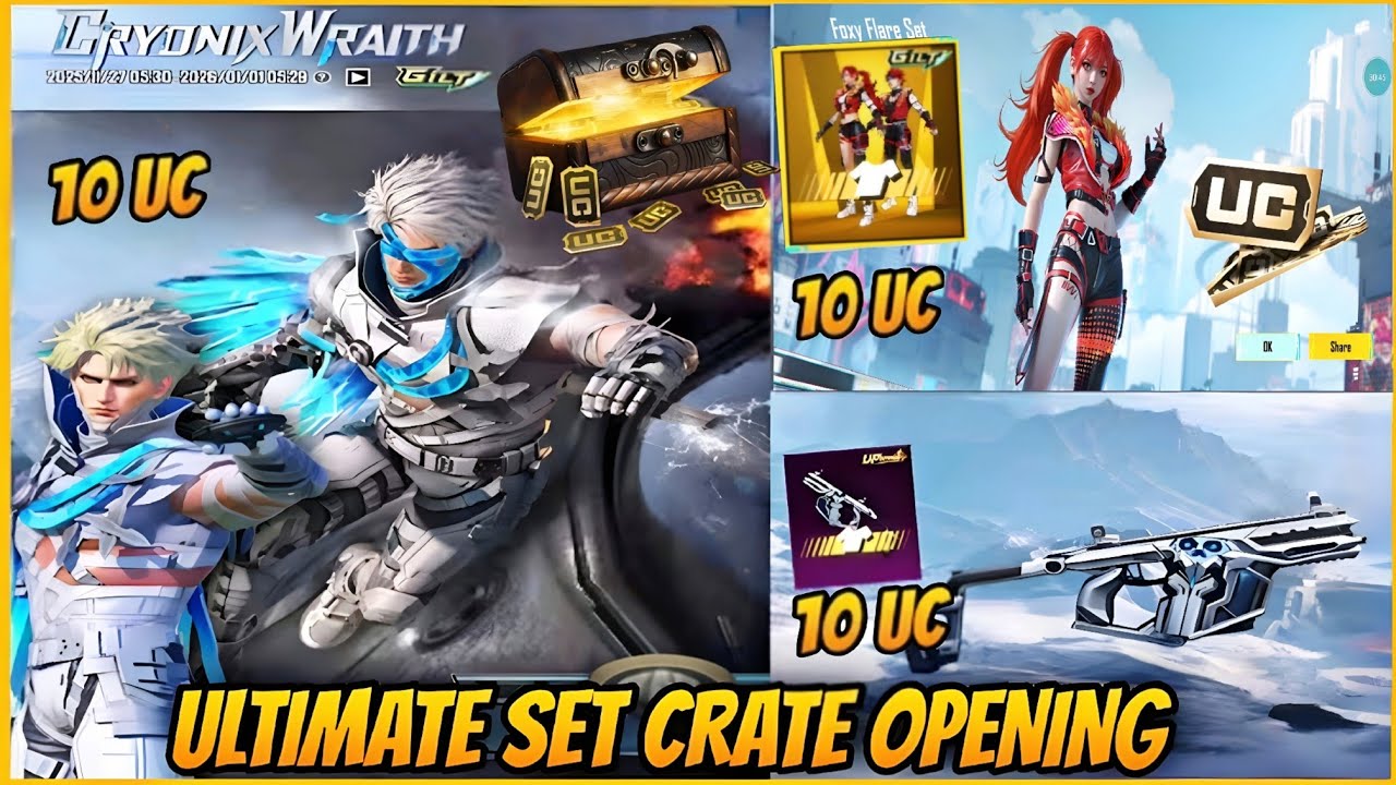 10UC LUCKIEST GLACIER VECTOR ULTIMATE SET CRATE OPENING IN BGMI🔥  | ONLY 10UC GILT SPIN