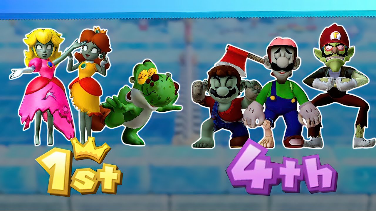 Mario Party 10 Minigames - All Character Zombie Skins (Hardest Difficulty)
