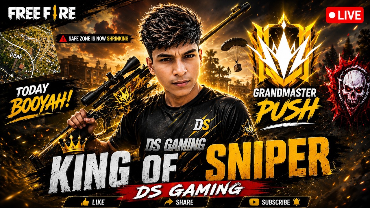 🔴 FREE FIRE LIVE 🔥 KING OF SNIPER 👑 GRANDMASTER #freefire #live #trending #shortslive #dsgaminglive