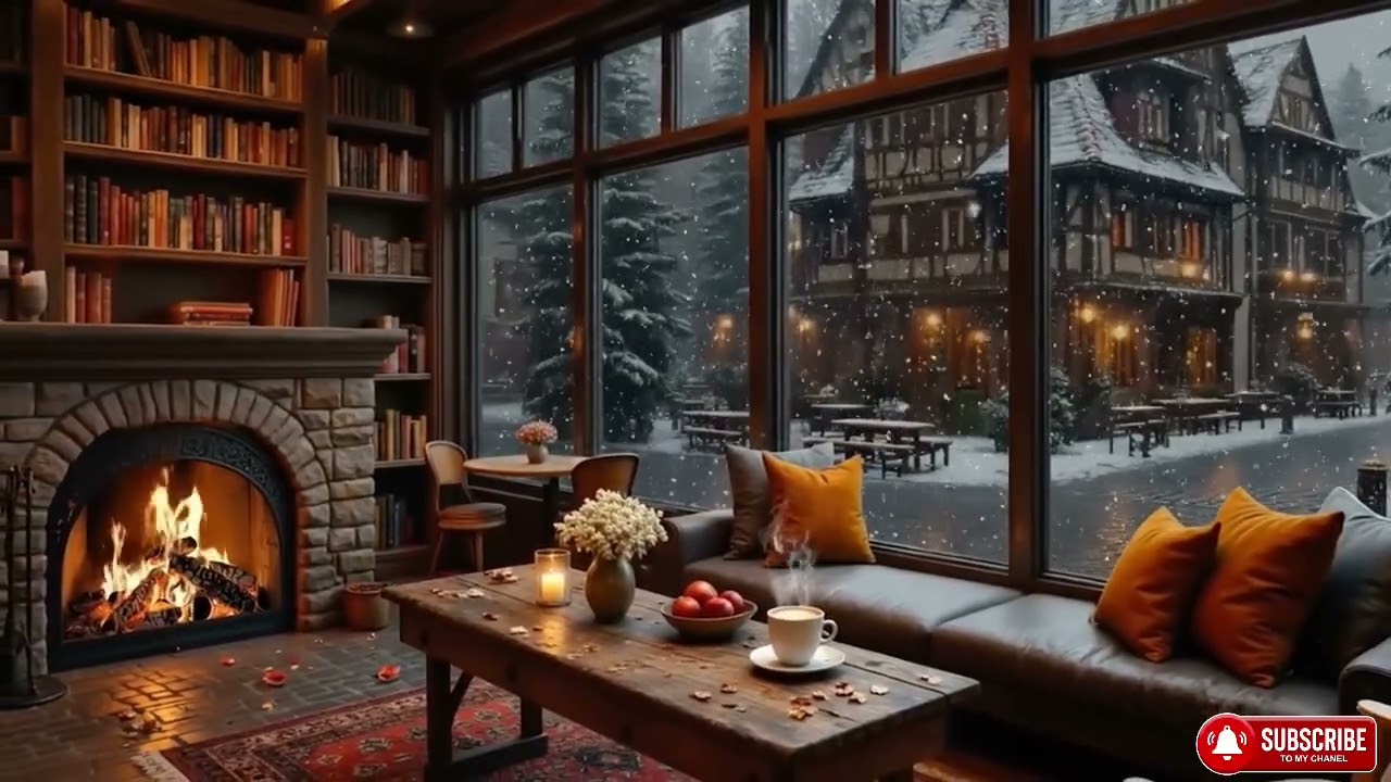 A cozy space to enjoy jazz in the winter ❄️ Jazz piano music and  fireplace.