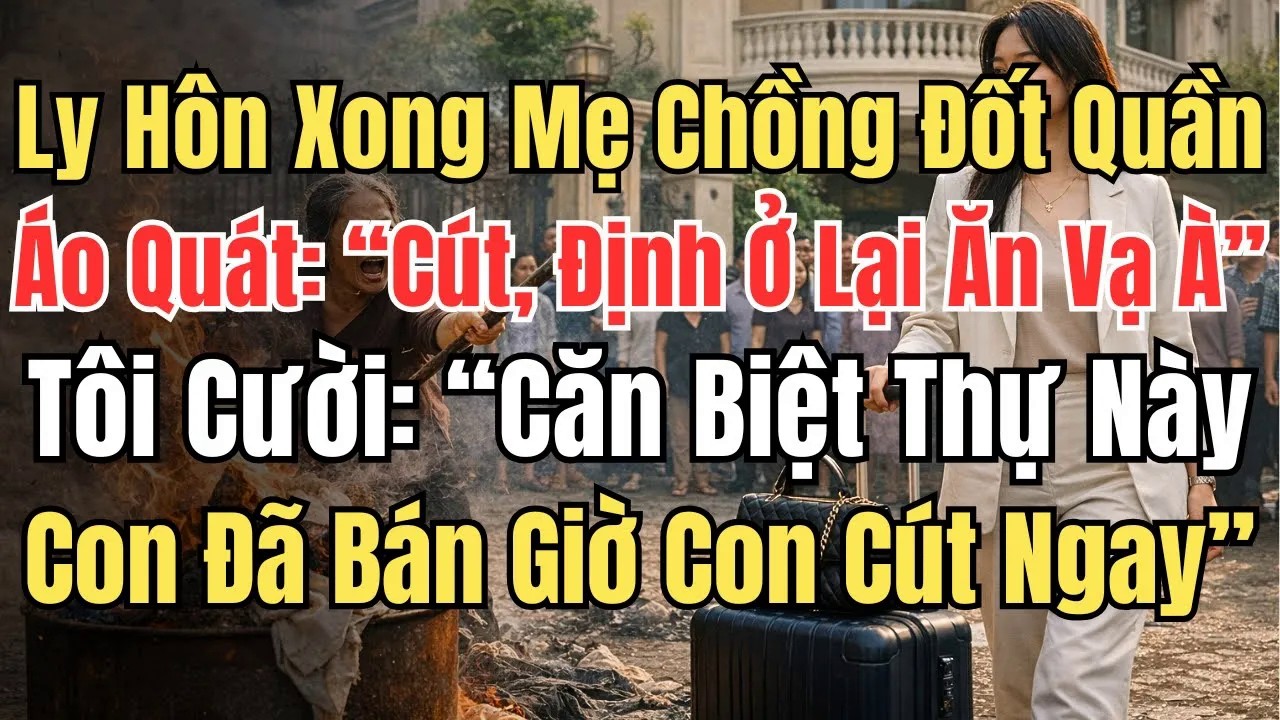 Ly Hôn, Mẹ Chồng Đốt Quần Áo Quát： “Cút, Định Ở Lại Ăn Vạ À” Tôi Cười： “Căn Biệt Thự Này Con Đã Bán＂