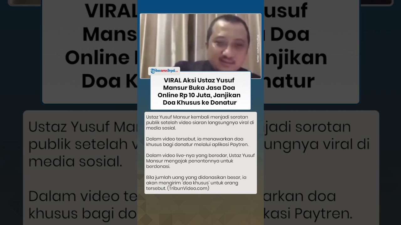 VIRAL Aksi Ustaz Yusuf Mansur Buka Jasa Doa Online Rp 10 Juta, Janjikan Doa Khusus ke Donatur