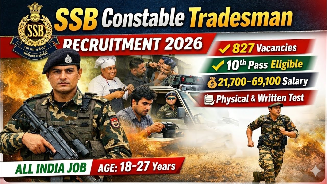 SSB TRADESMAN New Recruitment 2026 | #10thPassJobs #SSBBharti #SSBConstable #TradesmanBharti #ssb 