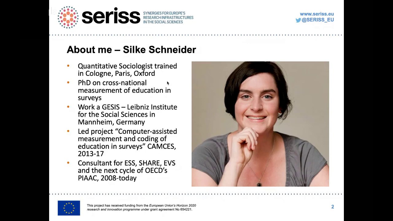 SERISS Talks - Education and surveycodings.org