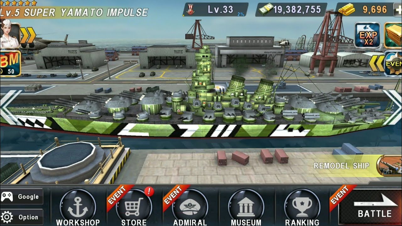 Warship Battle: SUPER YAMATO IMPULSE battleship Gameplay...