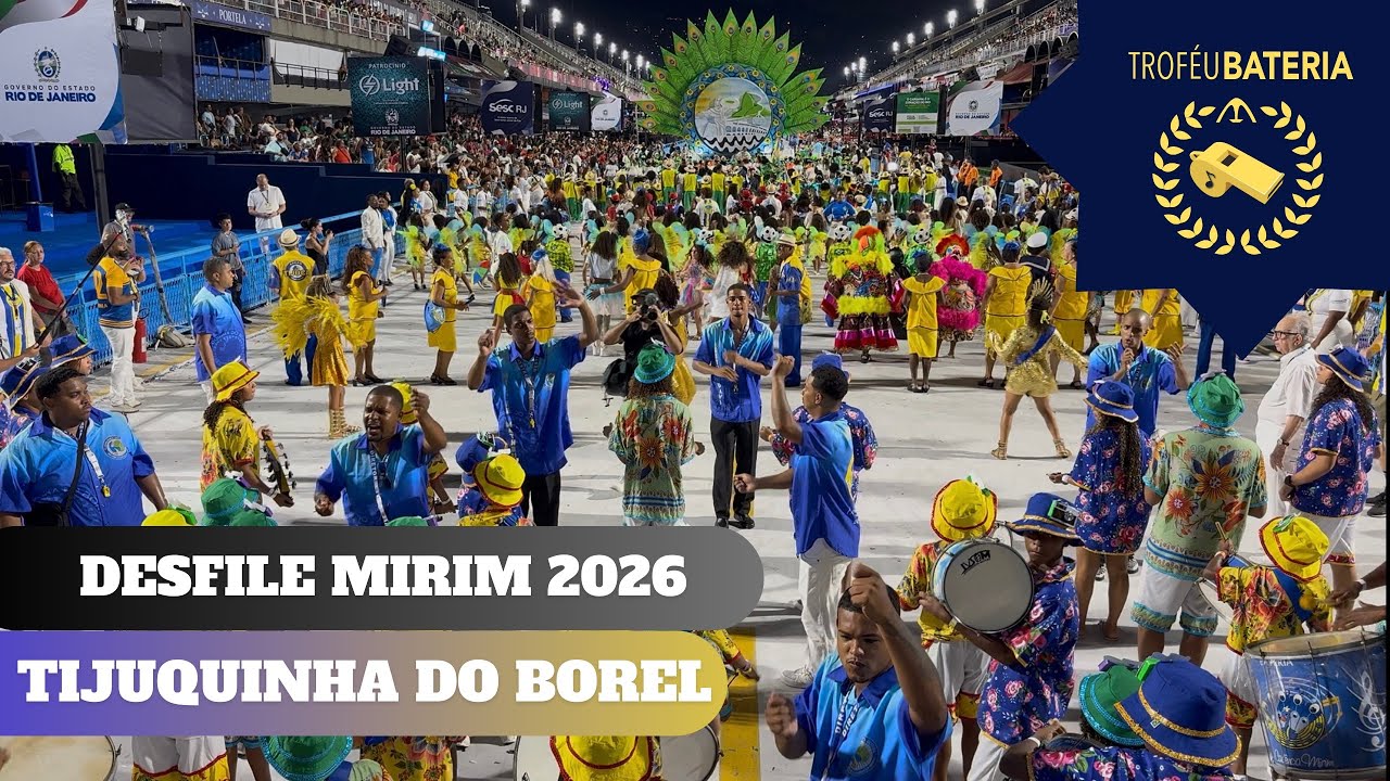 Bateria da Tijuquinha do Borel no Desfile Mirim oficial de 2026