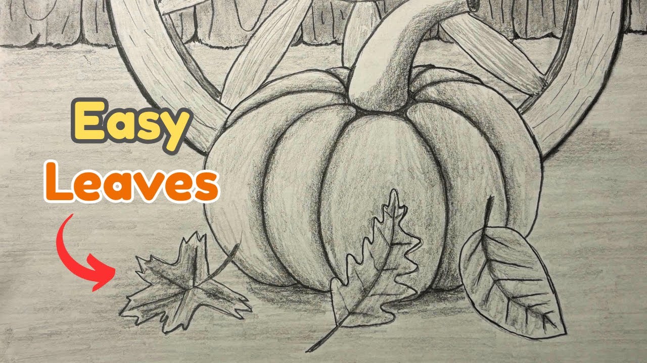 How to Draw a Fall Barn Scene with a Pumpkin Step by Step