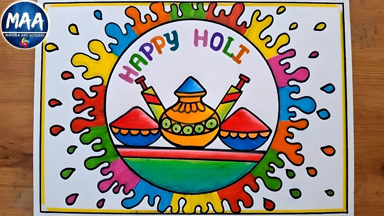 Holi drawing | Holi Special Drawing | Happy Holi Drawing | Holi Festival Drawing | Holi Drawing Easy