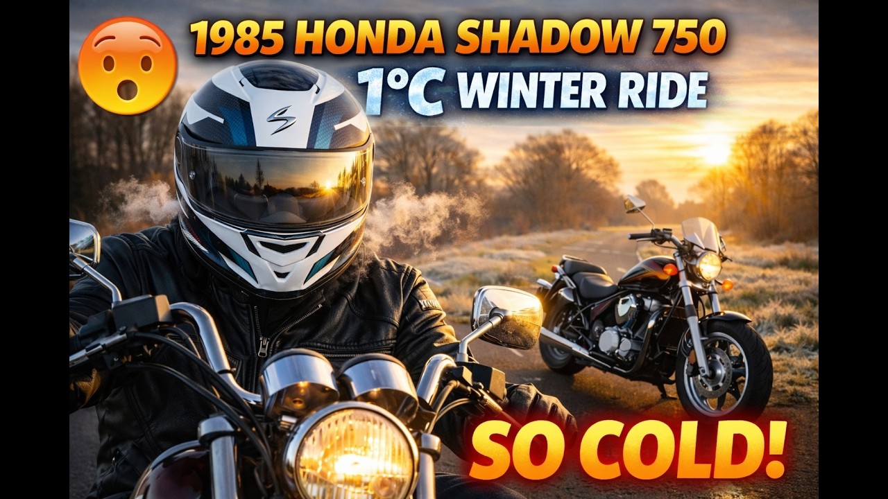 Cold Winter Ride 1°C  1985 Honda Shadow 750 in the Countryside