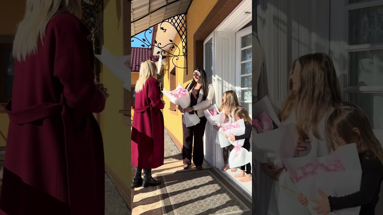 Surpriză și felicitare cu Ziua Îndrăgostiților pentru scumpa soție Carina și fiicele Emilia și Zlata