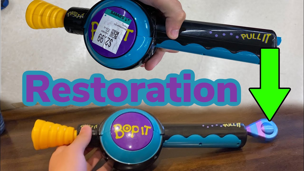 Восстановление оригинальной модели Bop It за 3 доллара от сберегателей с отломанным кулоном Pull It