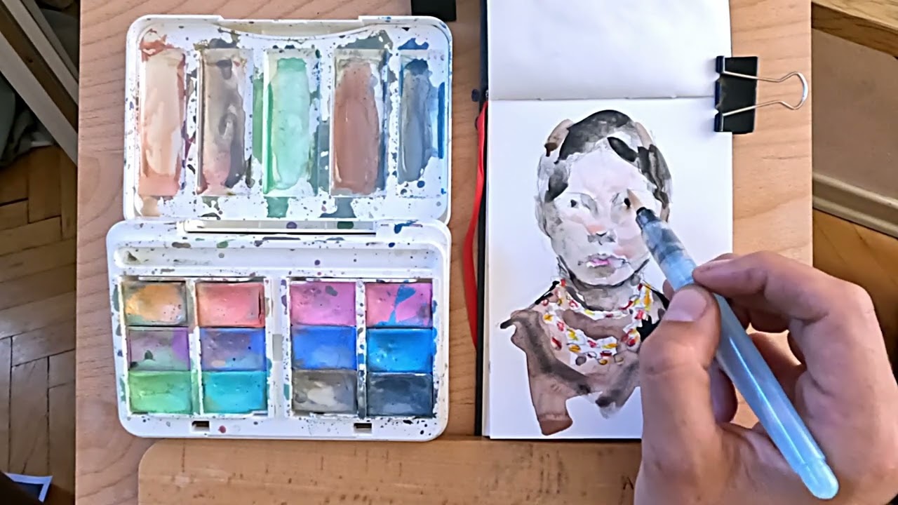 A Quiet Watercolor Portrait Session in my Sketchbook – Real-Time Painting