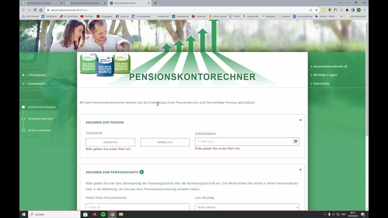 SV - Pensionskonto Einsehen + Pensionsh&ouml;he berechnen