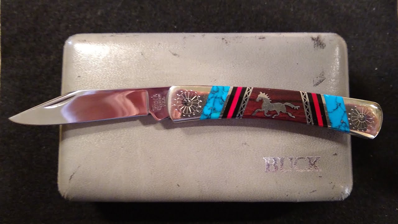 Pre-1986 Buck 704 Maverick - David Yellowhorse Custom (Stone, Desert Ironwood, Nickle Silver Inlay)
