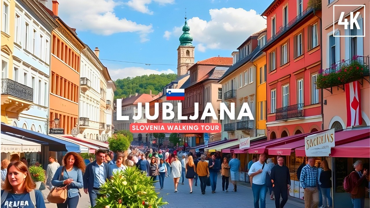 Ljubljana Slovenia walking tour - Travel guide with captions | 4K
