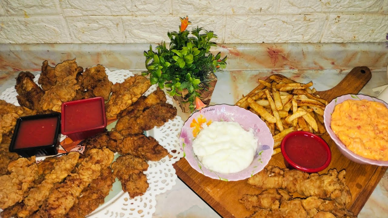 استربس المطاعم في البيت مع التوميه الحاره والكاتشب😋💗 