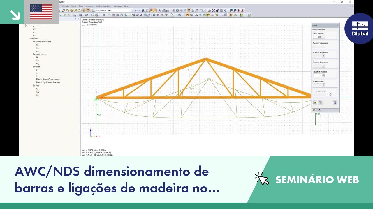 [EN] Seminário web: Estrutura de barras e AWC/NDS no RFEM (EUA)