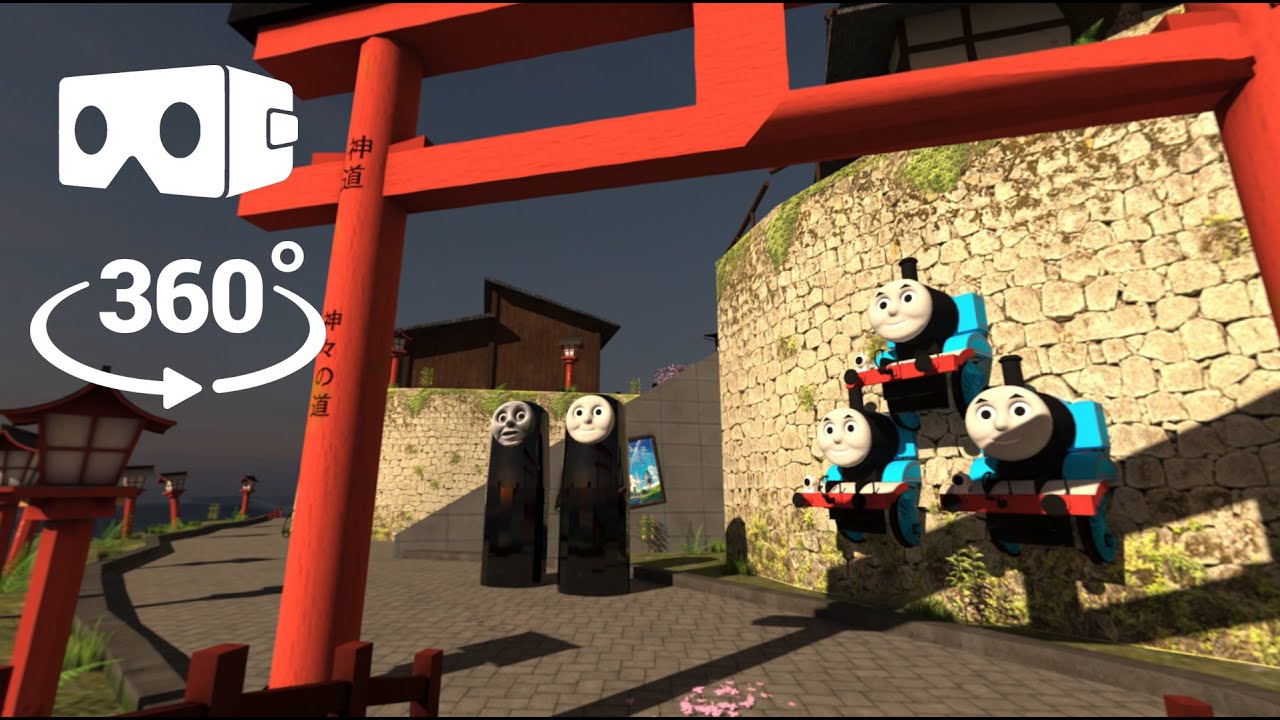 [4K VR 360°] Ghibli Studio mood video and Scary face of Thomas the tank engine