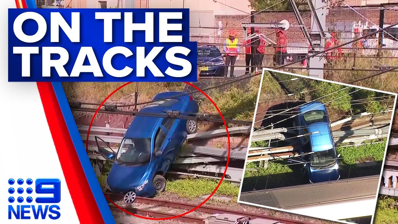 Car stuck on train tracks for over nine hours in Sydney's west | 9 News Australia