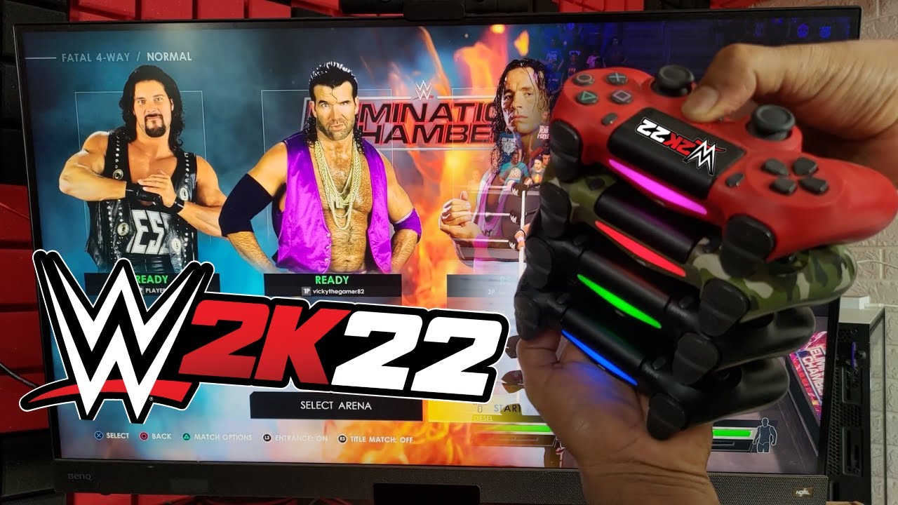 How to play WWE 2K22 Local Multiplayer up to 4 Players in PS4? Add 4 DualShock Controller