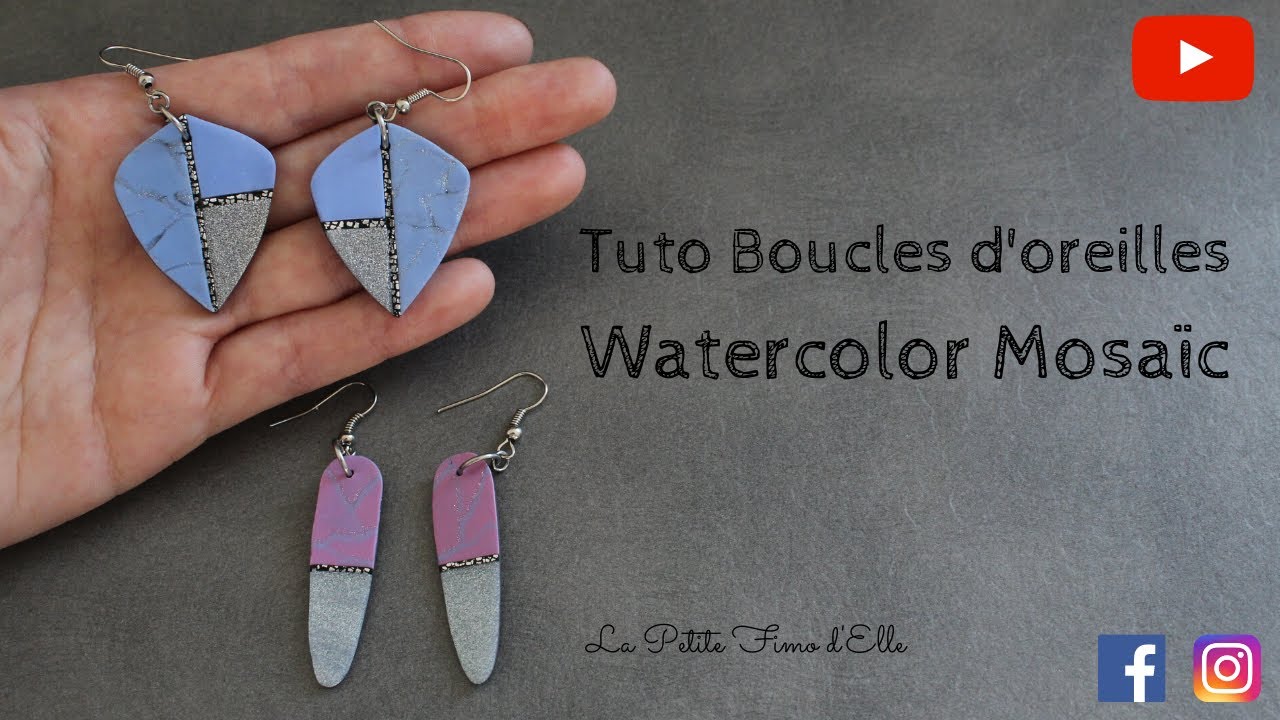 Tuto boucles d'oreilles Watercolor Mosaïc - La Petite Fimo d'Elle