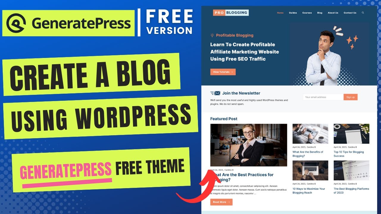 Create a Blog Website with WordPress | GeneratePress Free Theme Design 6