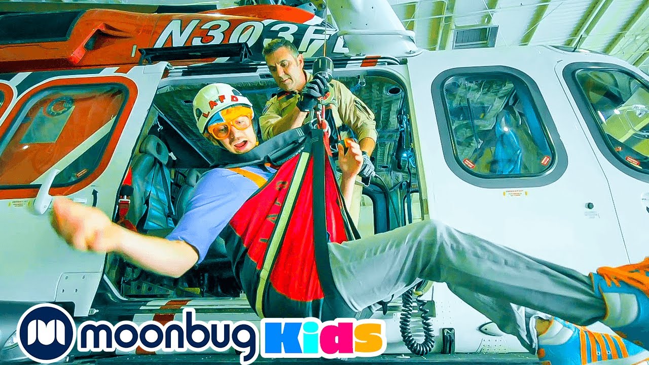 Blippi Explores a Firefighting Helicopter | Cars, Trucks & Vehicles Cartoon | Moonbug Kids