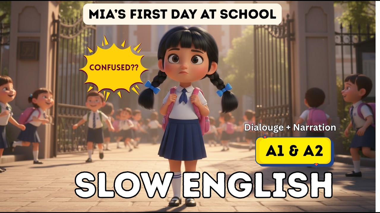 Mia's First Day at School | Slow English Story (A1 & A2)