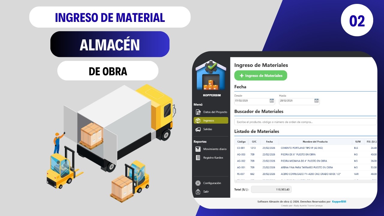 Movimiento de almacén en obra_02   Ingreso de material