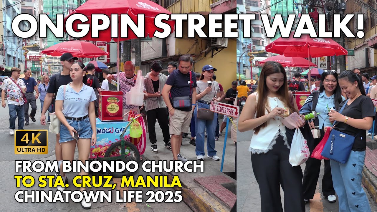 ONGPIN STREET, Manila Philippines Walking Tour | Binondo Church to Sta. Cruz Manila [4K]