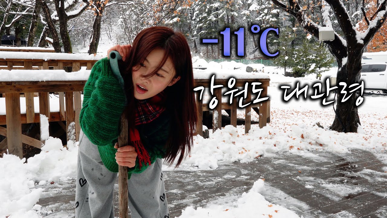 바람과 눈 때문에 한숨도 못 잤어요🌪️ 겨울왕국 대관령으로 솔로캠핑