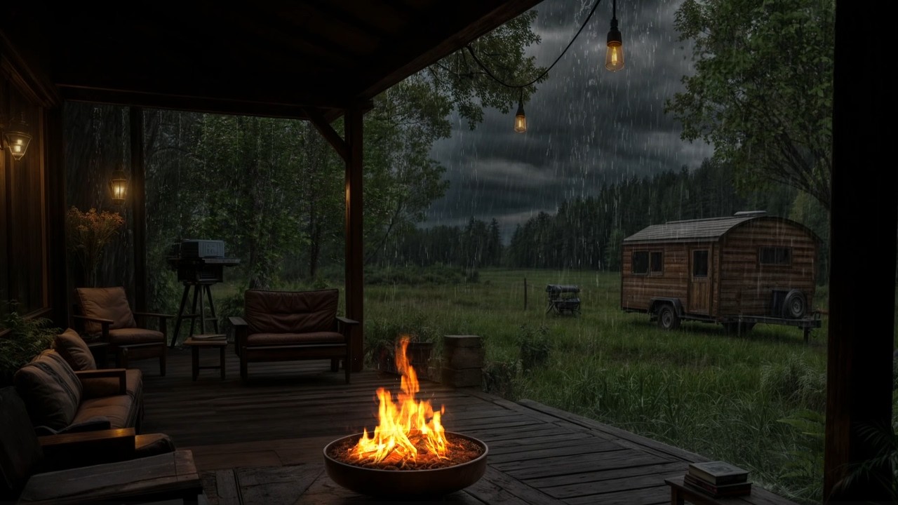 🌧️ Peaceful Rainstorm by the Rustic Tiny Cabin 🔥 | Sleep Fast & Stay Relaxed