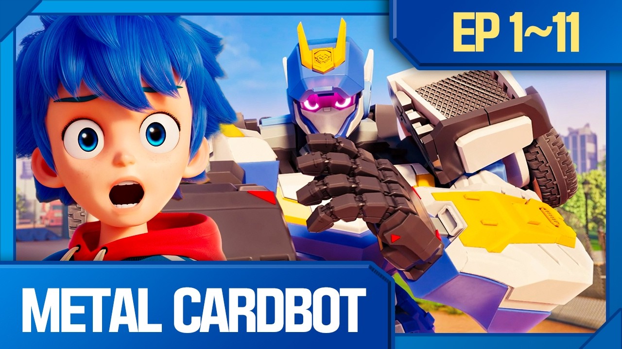[🤖BEST] First Discovery of Police Car Robot Blue Cop 🚔🤖 Compilation | Episodes 1-11 | Metal Cardbot