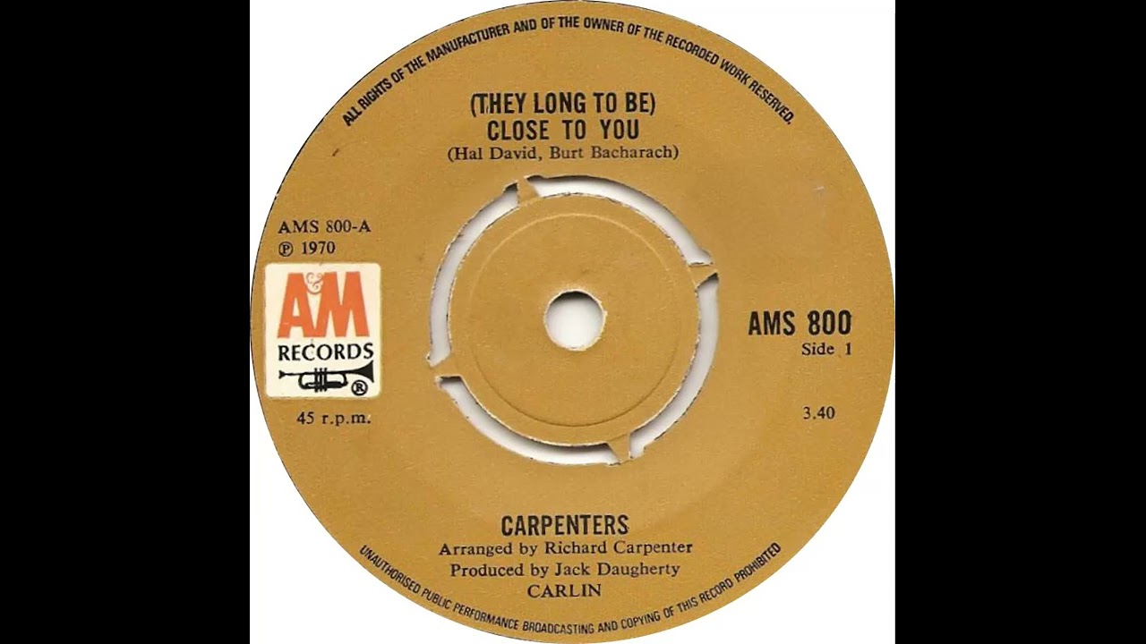 UK New Entry 1970 (163) Carpenters - (They Long To Be) Close To You