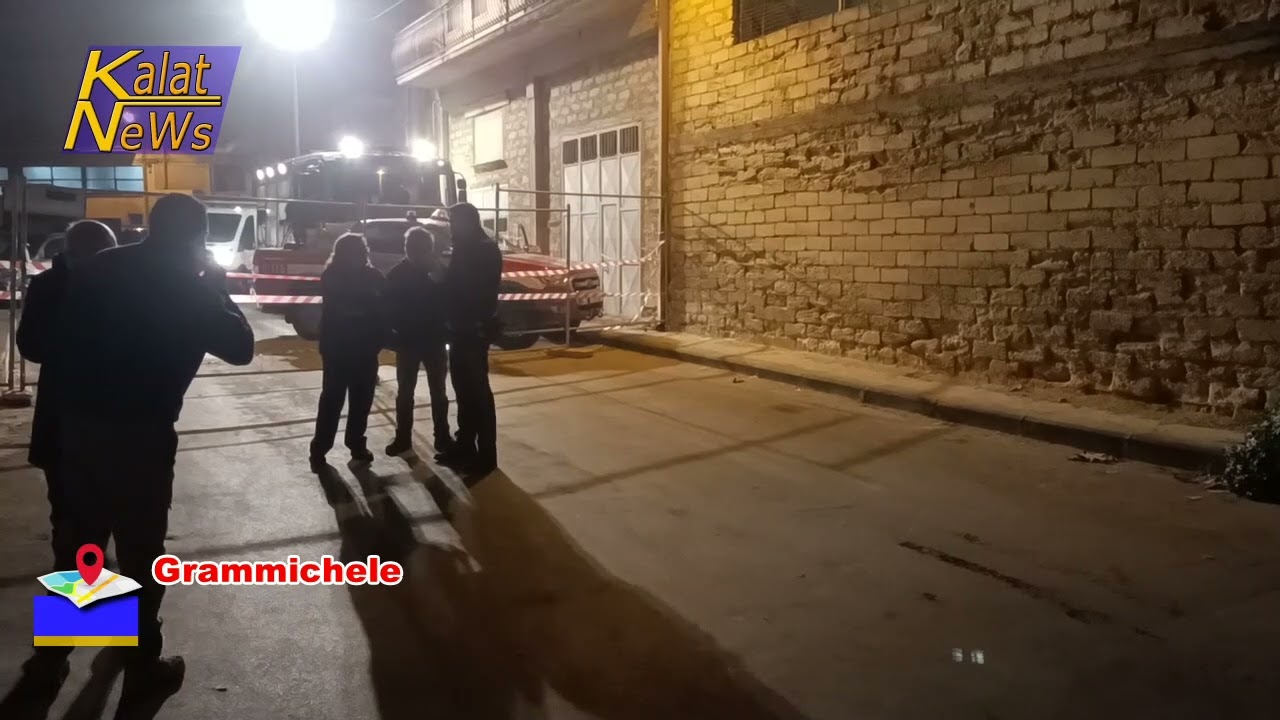 Grammichele, Frana costone tra via Vittorio Veneto e Giotto intervento vigili del fuoco Caltagirone